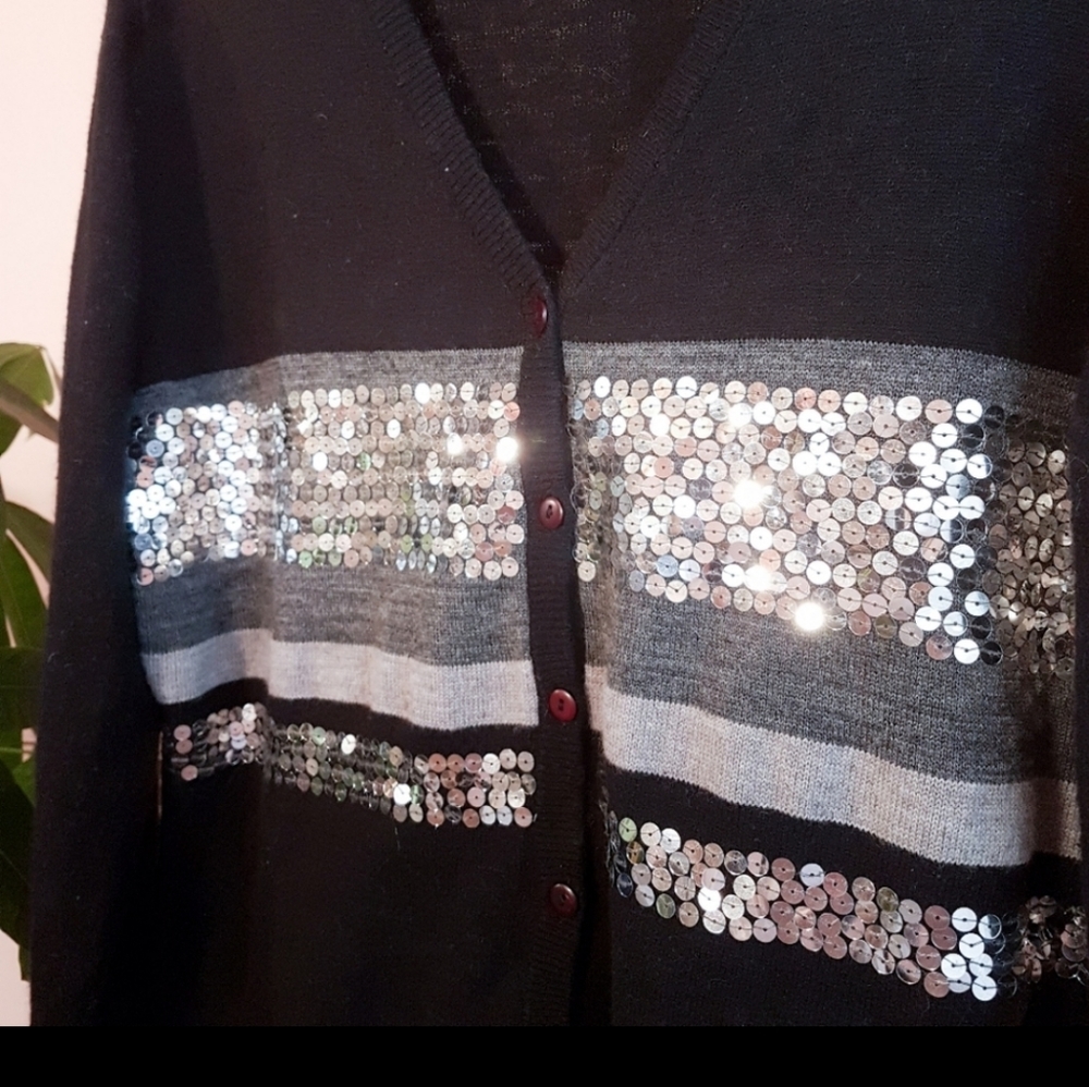 Black and Gray Rino Rossi sequin cardigan
